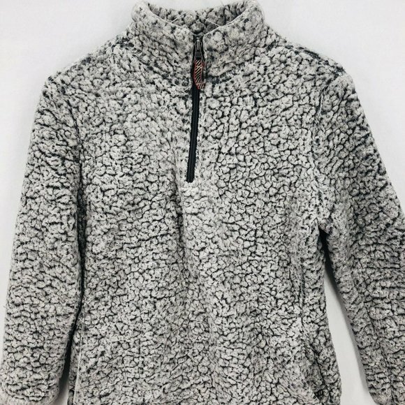 Weatherproof Tops - Weatherproof Vintage Womens Small Gray Faux Sherpa Fleece 1/4 Zip Pullover Lined